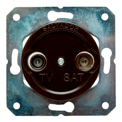 Розетка ТВ для внутреннего монтажа Salvador Ретро коричневая серия