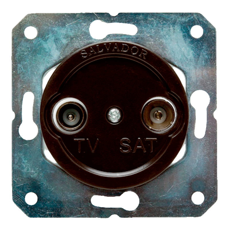 Розетка ТВ для внутреннего монтажа Salvador Ретро коричневая серия